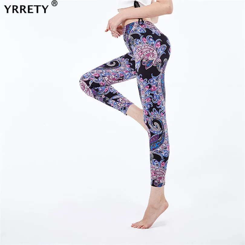 

YRRETY Woman Leggings Gym Women Leggings High Waist Sport Fitness Workout Leggins Ladies Purple Flower Black Flower Hot Legging