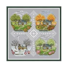 Набор для вышивки крестиком четыре сезона 14CT пейзаж шаблон плотность Печать холст хлопчатобумажная нить роспись DIY рукоделие DMC