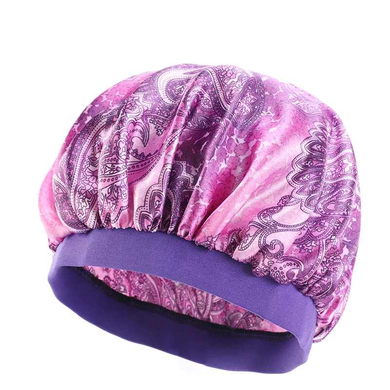 Новинка Женская атласная шапочка с узором пейсли для салона шляпа темноты волосы