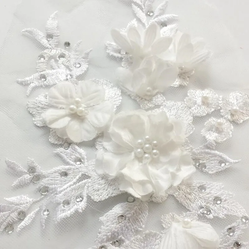 Сетчатая вышивка из бисера 3D Цветы кружевные аксессуары свадебное платье