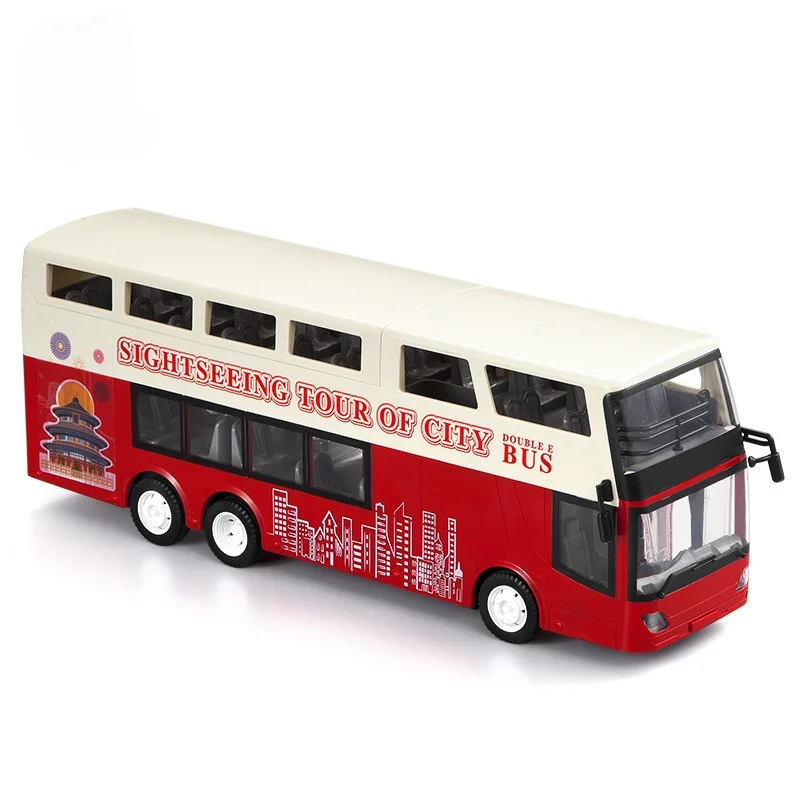 2021 Travel Bus Alloy Model 1:18 High Speed Racing Car Double-decker Bus Model Sound Light RC sightseeing Bus Toys Boys enlarge