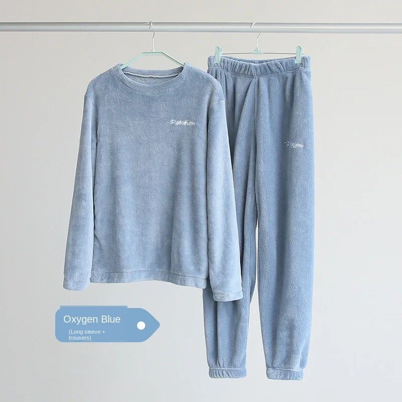 

2020 Women Winter Couple Flannel Pajama Set Pants Hooded Sleep Tops Sweatshirt Two Piece Set Casual Loose Sleepwear Lounge Wear