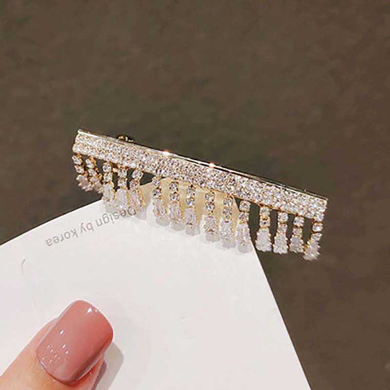 

2021 Fashion Women Rhinestone Hair Clips Alloy Barrette For Girl Shiny Tassels Hairpins Headderss Hair Accessories Jewelry