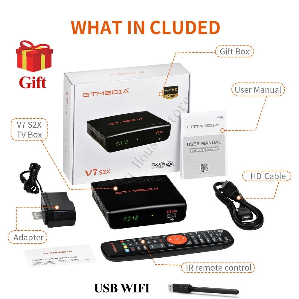 FTA 1080P Gtmedia v7 s2x DVB-S2 спутниковый ресивер с Usb Wifi цифровой приемник gtmedia v7s2x