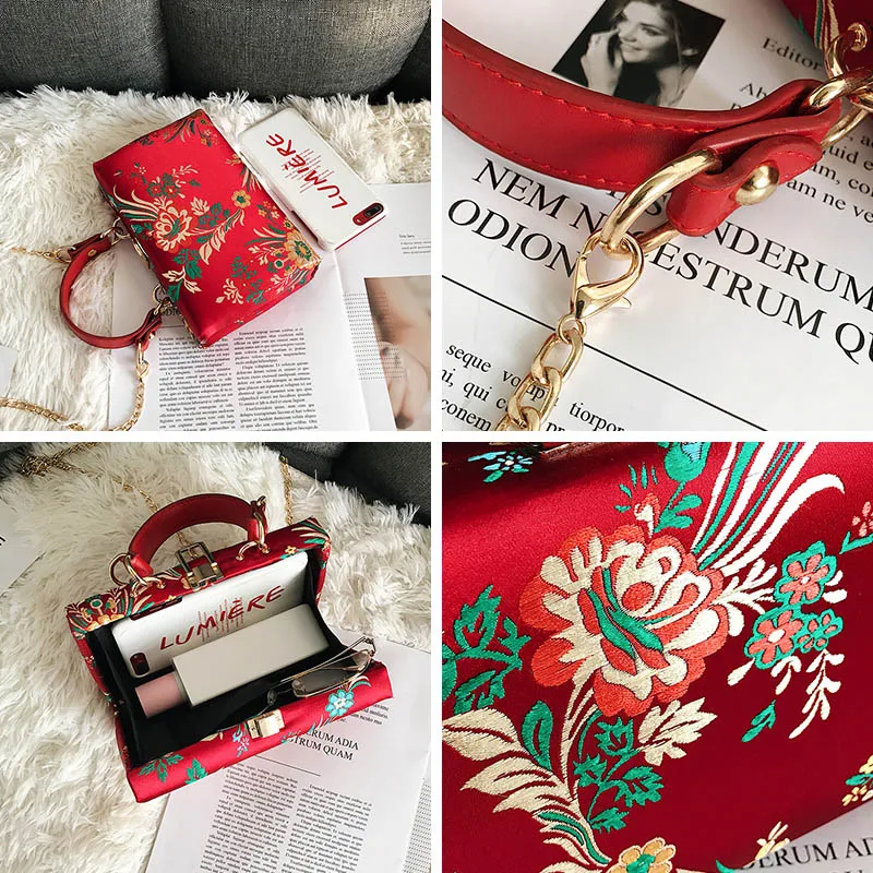 2020 женский вечерний клатч в стиле ретро с цветами красные свадебные/вечерние