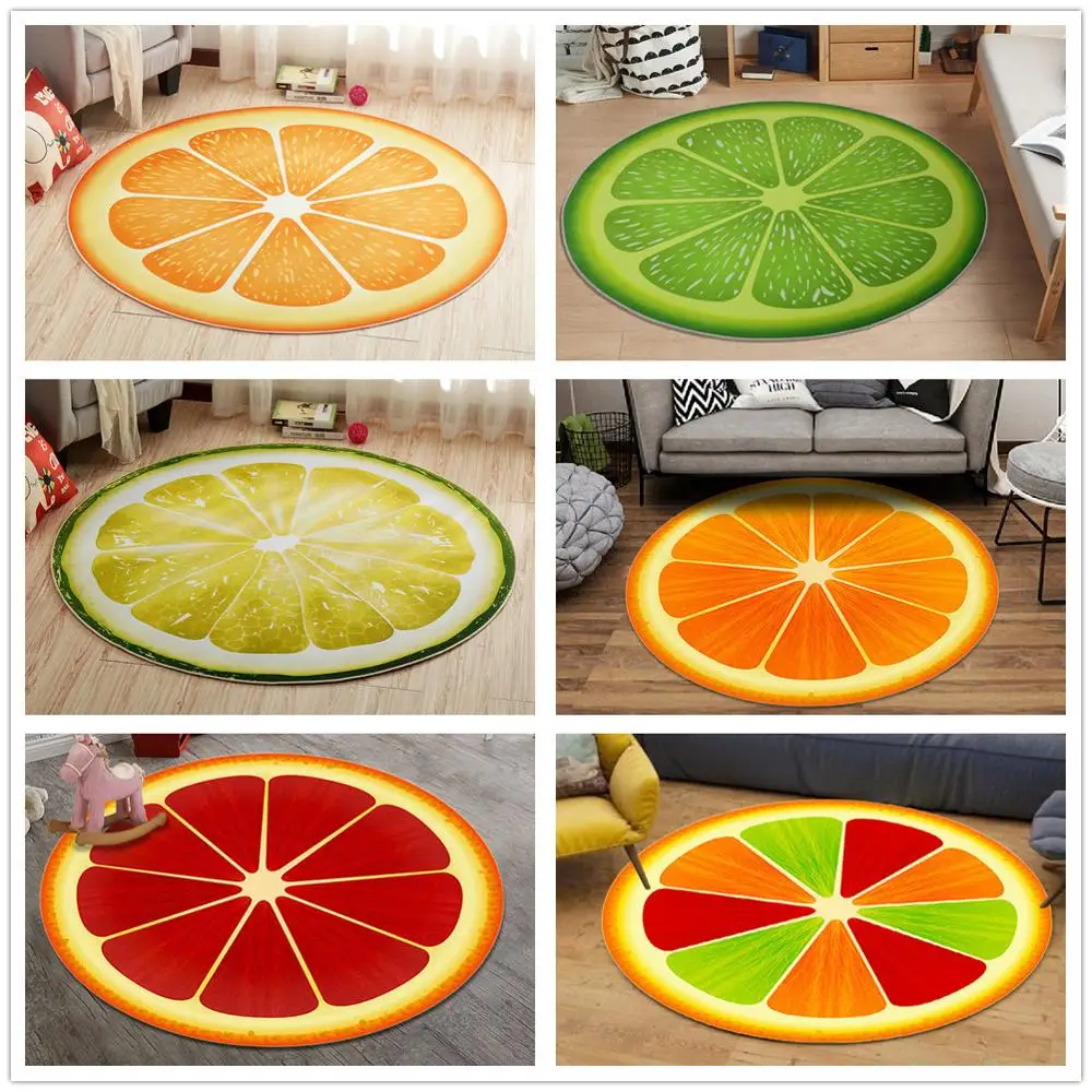 Оранжевый лимонный круглый коврик и коврики с изображением фруктов для детей