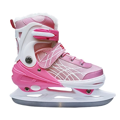 Pink L EU38-43 1 пара, для взрослых и детей, тренировочные коньки со льдом, обувь с регулируемым лезвием, теплые, для хоккея, катания на коньках, начинающих - Цвет: Pink L EU38-43