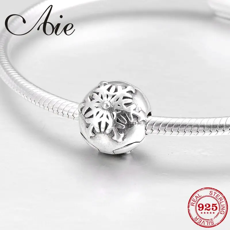 Красивая снежинка из стерлингового серебра 925 пробы Модные Изящные клипсы бусины