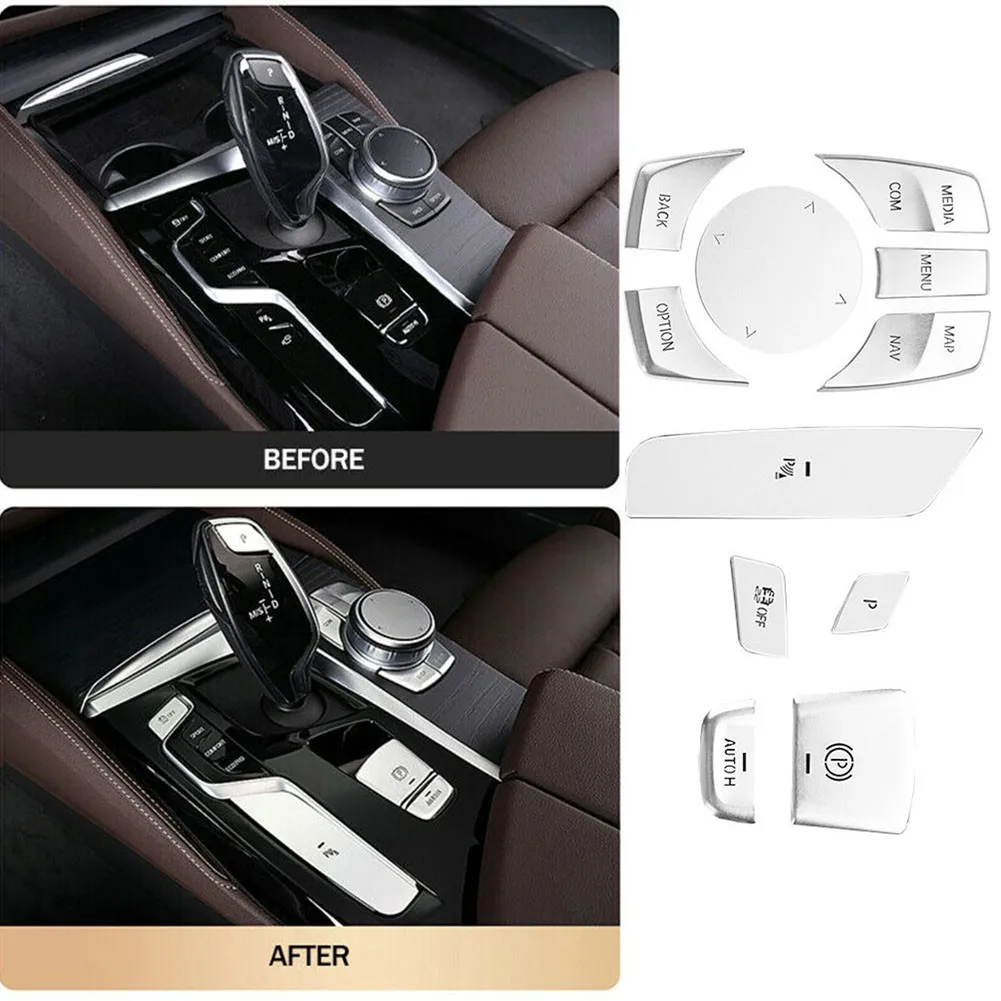 

Car Multimedia Button Cover Knob Frame Trim For BMW 5 Series 525li 530i X3 X4 Interior Auto Accessories