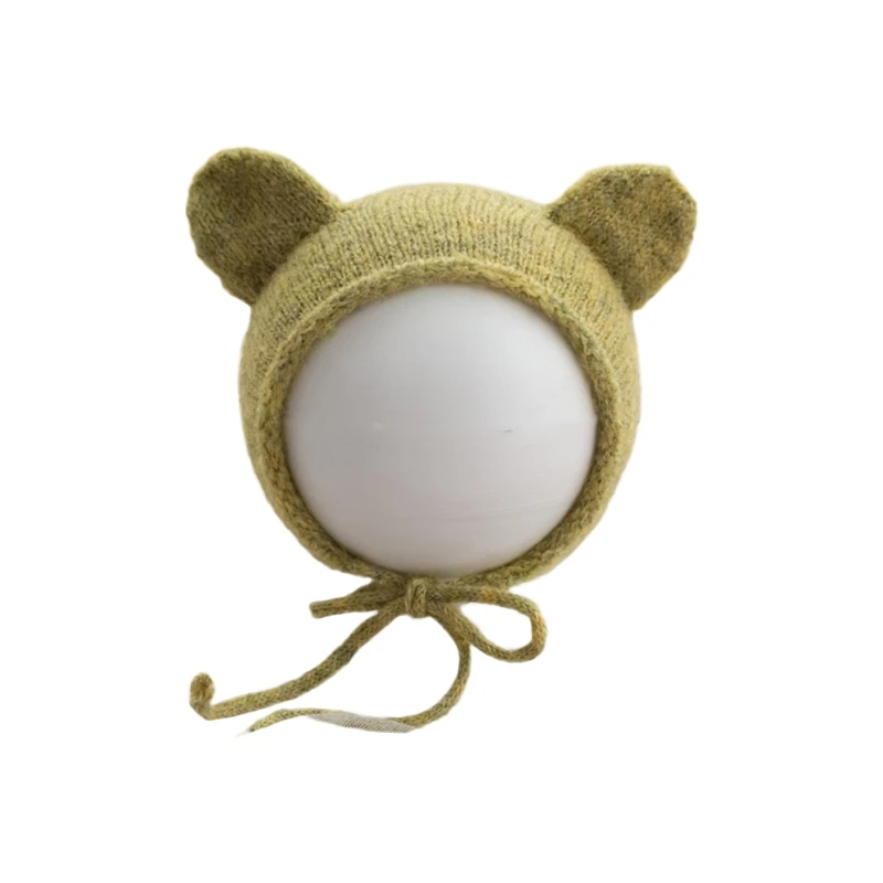 

2022 New Baby Cute Ear Knitting Hat Handmade Crochet Beanies Newborn Photography Prop