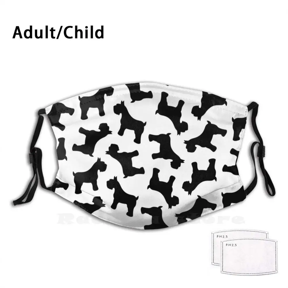 Tiny Black Schnauzers Adult Kids Anti Dust Filter Diy Mask Schnauzer Terrier Terriers Dog Dogs Breed German Giant | Аксессуары для