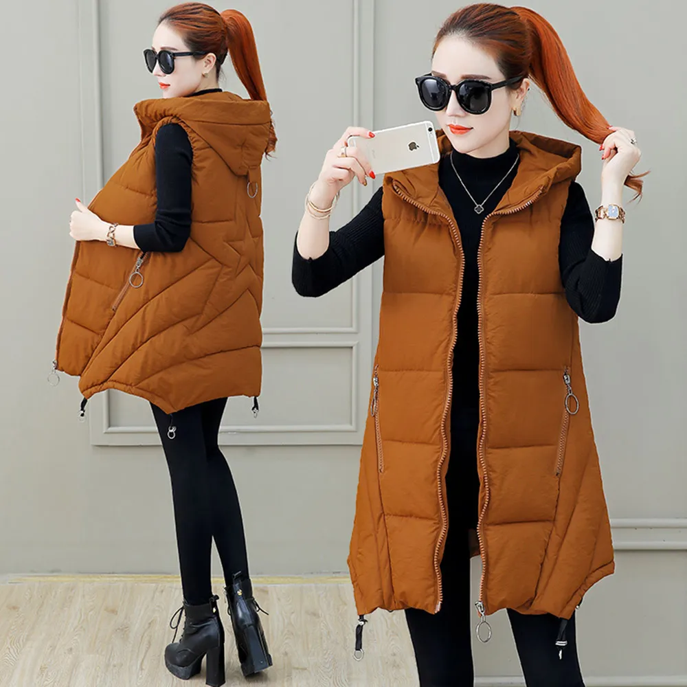 Vielleicht 2020 женский зимний жилет повседневный осенний теплый длинный без рукавов с