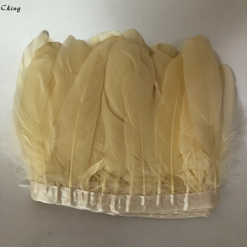 Набор из 10 ярдов окрашенных в цвет шампанского гусиных перьев 6 8 дюймов ширину