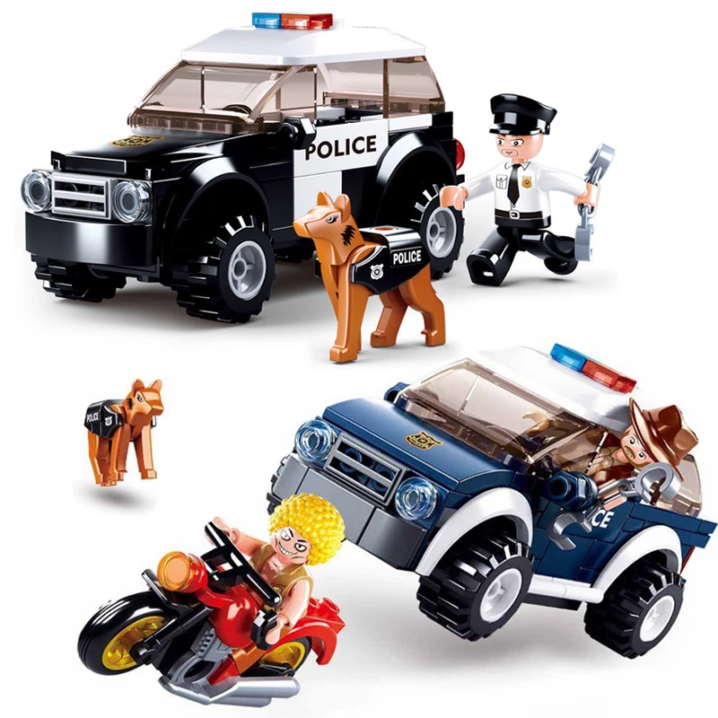 

SLUBAN 2021 SWAT Полиция командный автомобиль Catch Criminal внедорожник круизер автомобиль строительные блоки город обучающие игрушки для детей подаро...