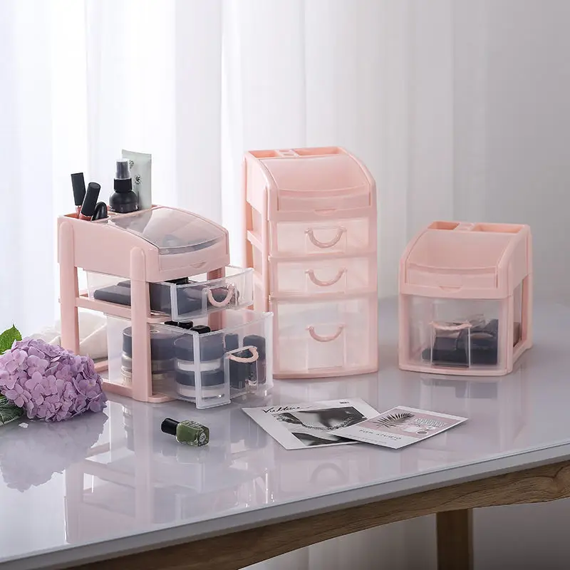 

4 Drawers Desk Storage Box Plastic Document Sundries Holder Desktop Makeup Organizer Box Cosmetic Cabinet Storage Organizer