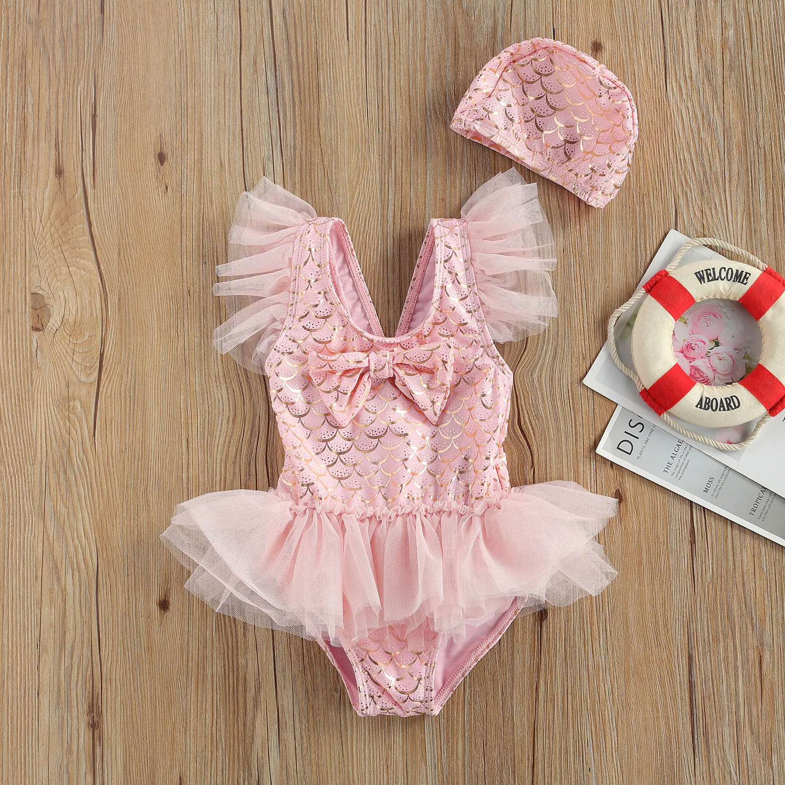 Купальник для новорожденных девочек с леопардовым принтом Тюлевое платье