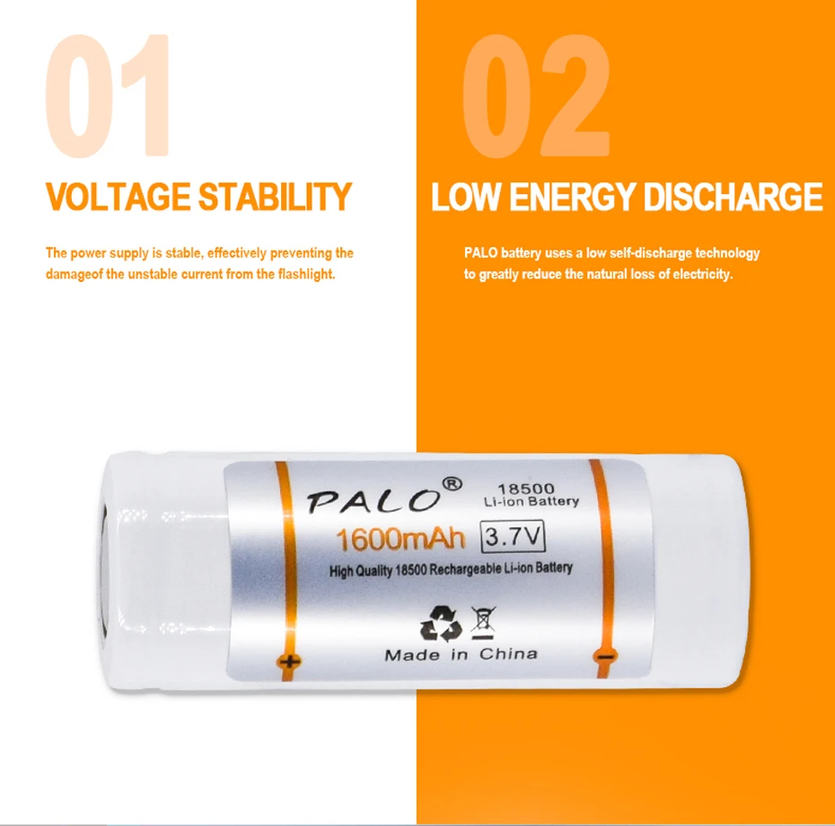 PALO 18500 перезаряжаемая батарея 3,7 V 1600mAh литий-ионная литиевая батарея фонарик Фара электронная-сигарета