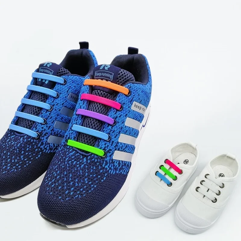 16Pcs/Set Silicone Elastic Shoelaces Special No Tie Shoelace Lacing Kids Adult Sneakers Quick Shoe Lace Rubber Zapatillas