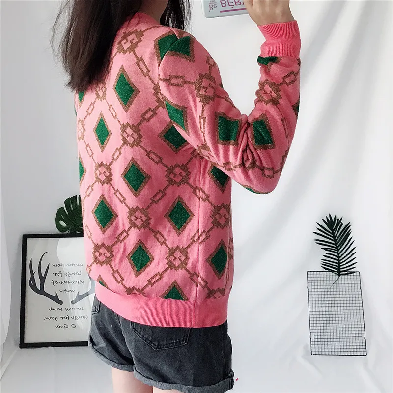 Женский однобортный Кардиган с v образным вырезом дизайнерский жаккардовый