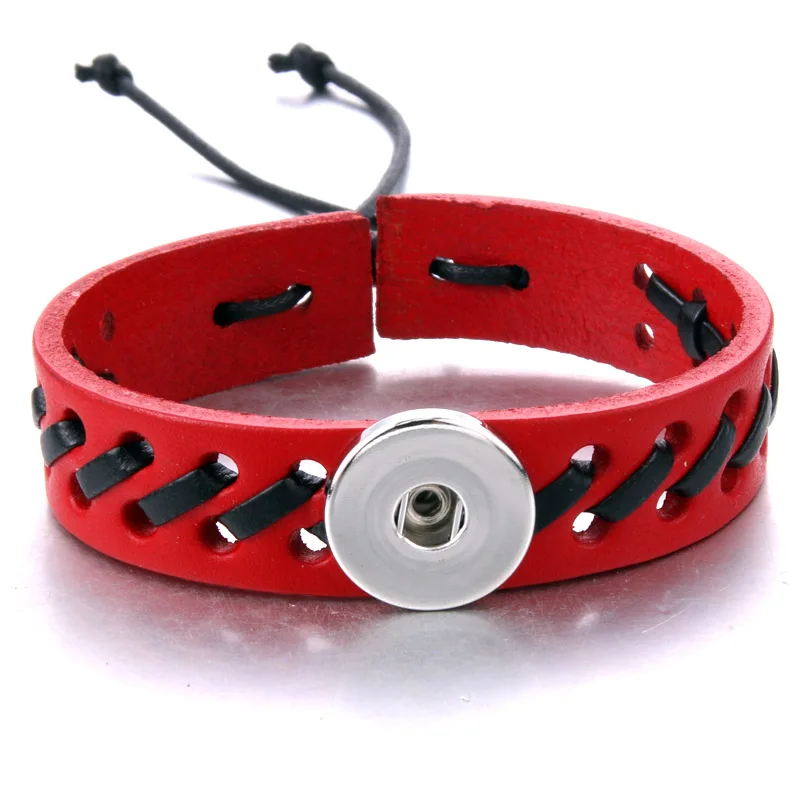 Wholesale Leather Baseball Snap Button Bracelet Braided Bracelets for Women Men Buttons Jewelry |