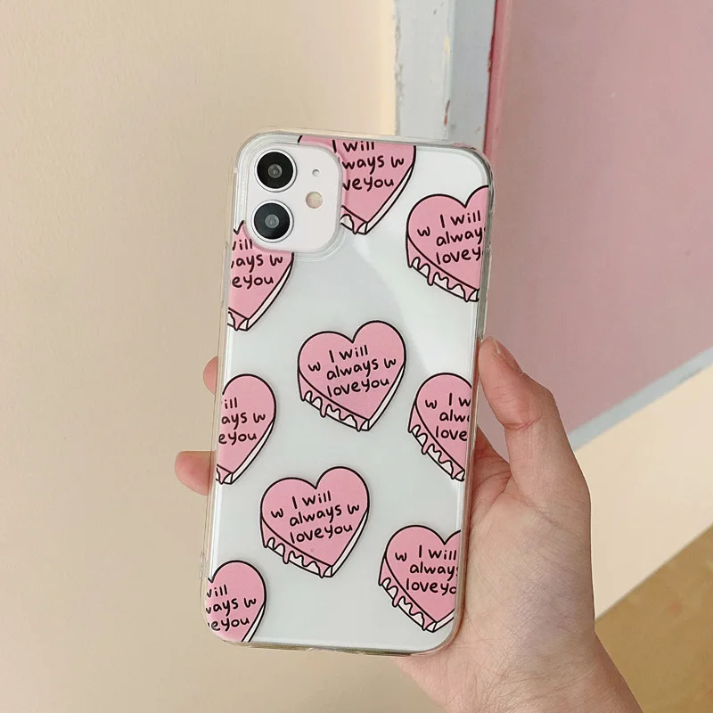 

2021 Pink Hearts Cases For iPhone 12 12min 12Pro 12ProMax 11 11PROMAX 11PRO 7 8 6SPlus 6Plus 7Plus 8Plus X XS XSMAX XR