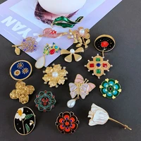 medieval series accessories flower straw hat cute animal dripping glaze brooch pin golden angel pin