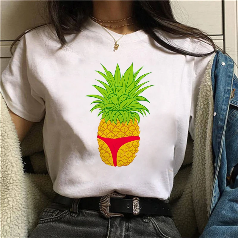 

Casual Female Clothing Women T Shirt Short Sleeve Summer Ladies Top Tees Fashion T Shirt Pineapple Graphic Print Funny Tshirts