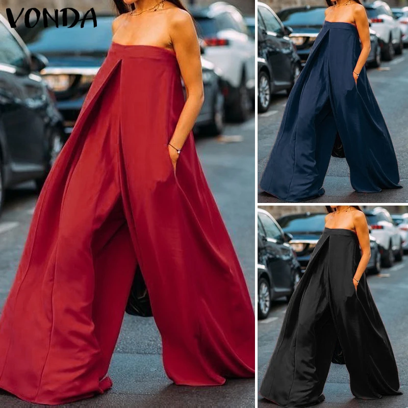 2021 VONDA летние комбинезоны Женские панталоны сексуальные с открытыми плечами