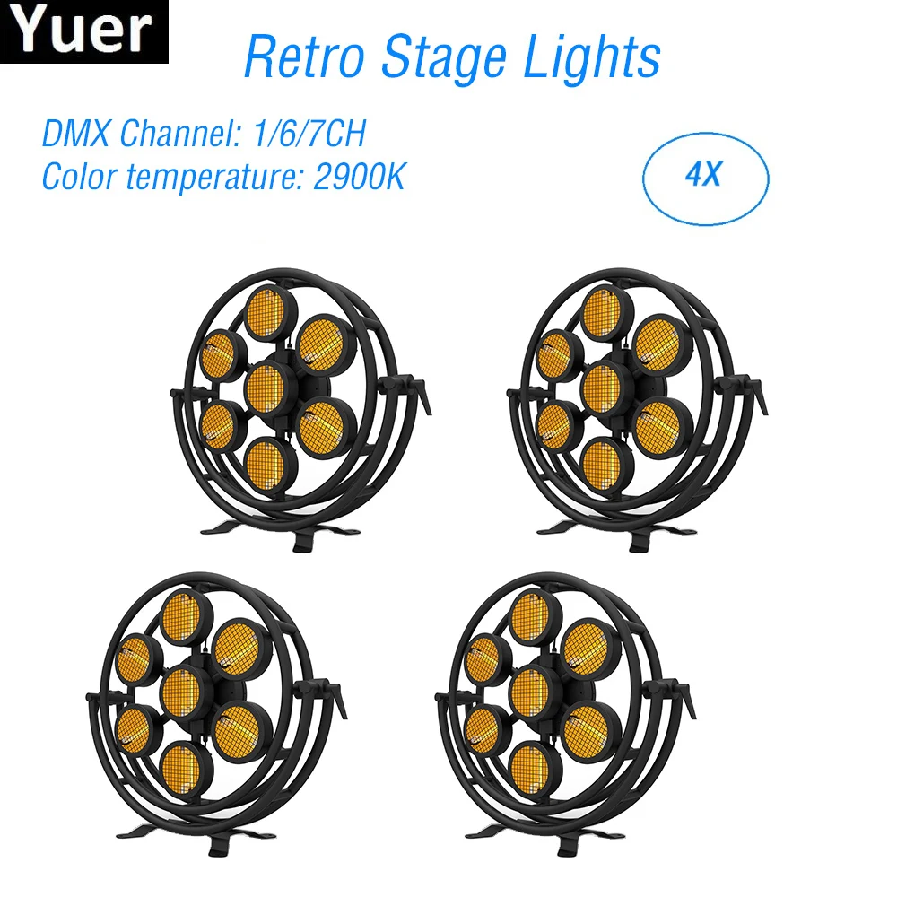 4Pcs/Lot Hexagon / Round 7x300W Retro Flash Light Color Temperature 2900K bar dmx Sound Control DJ Disco Stage Effect Light