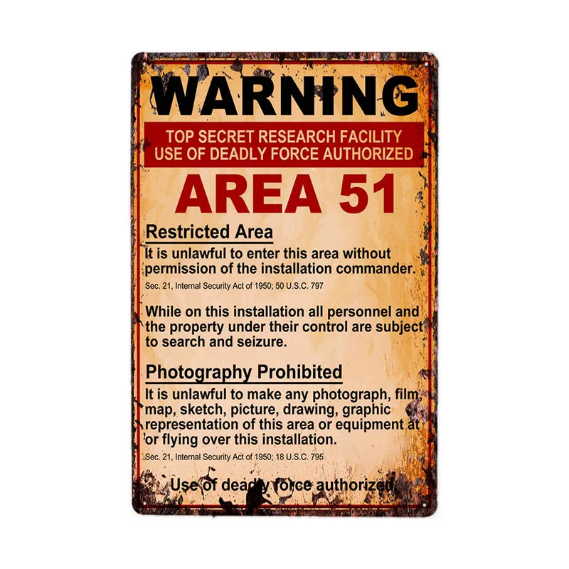 Черный Carteles De Metal Винтаж Area 51 Предупреждение Бар Декор Винтаж металлический знак Wall Art Для для гаража паба кафе стены Стикеры 20*30 см - Цвет: Черный