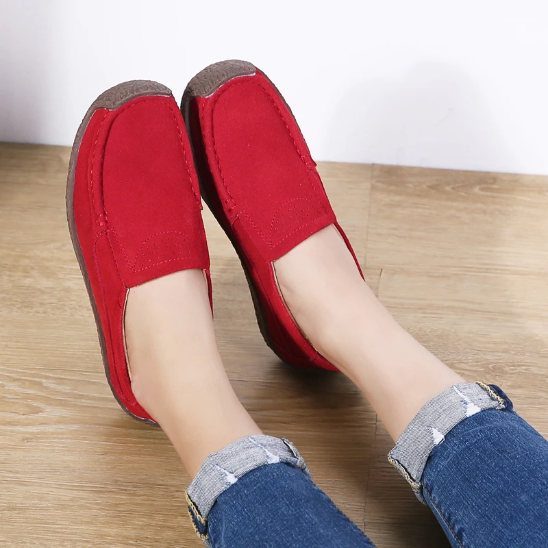 BomKinta 2019 Spring Women Flats Sneakers Shoes Woman Slip On Loafers Suede Leather Handmade Boat Platform Oxfords | Обувь