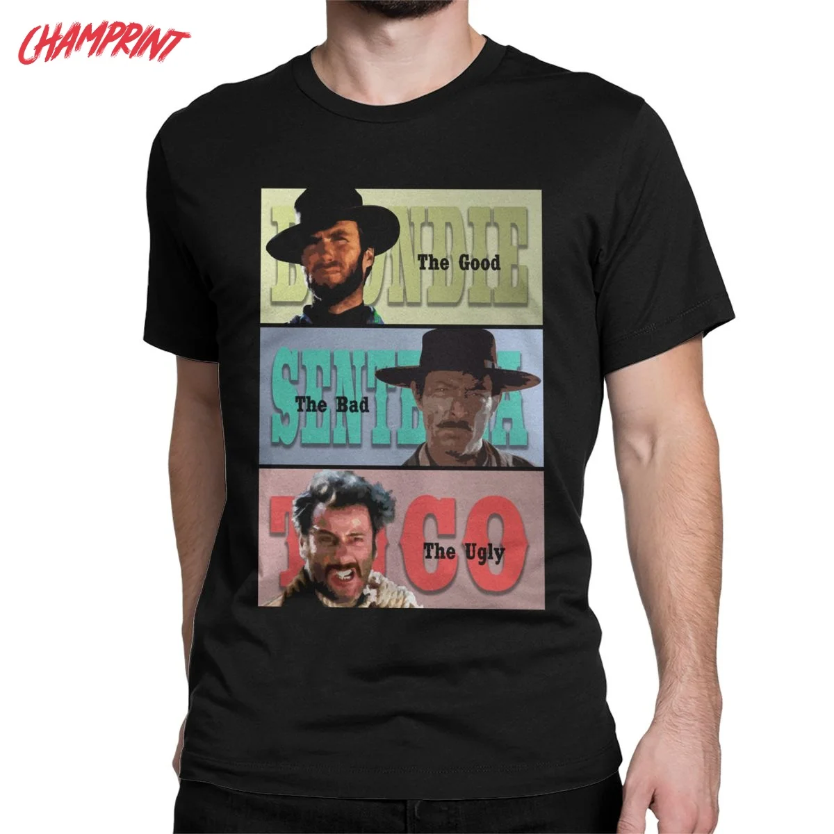 Men's T-Shirts The Good The Bad And Ugly Vintage 100% Cotton Tee Shirt Short Sleeve Cowboy Blondie Angel T Shirt Crew Neck Tops