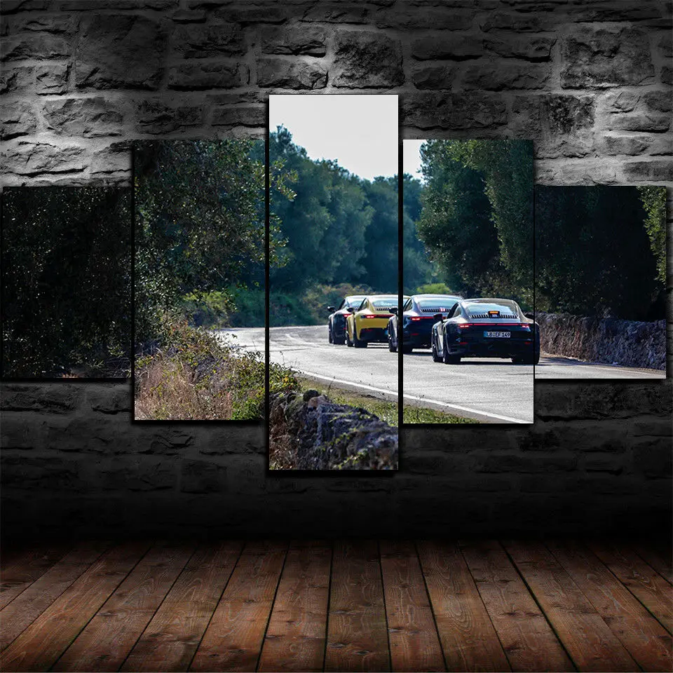

No Framed 5Pcs Porsche 911 Racing Super Car Wall Art Canvas Posters Pictures Home Decor For Living Room Paintings Decoration