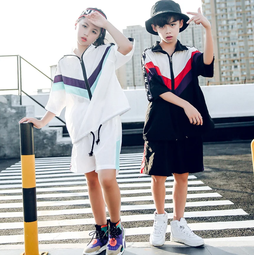 Свободные рубашки и шорты для мальчиков девочек костюм в стиле хип-хоп летняя