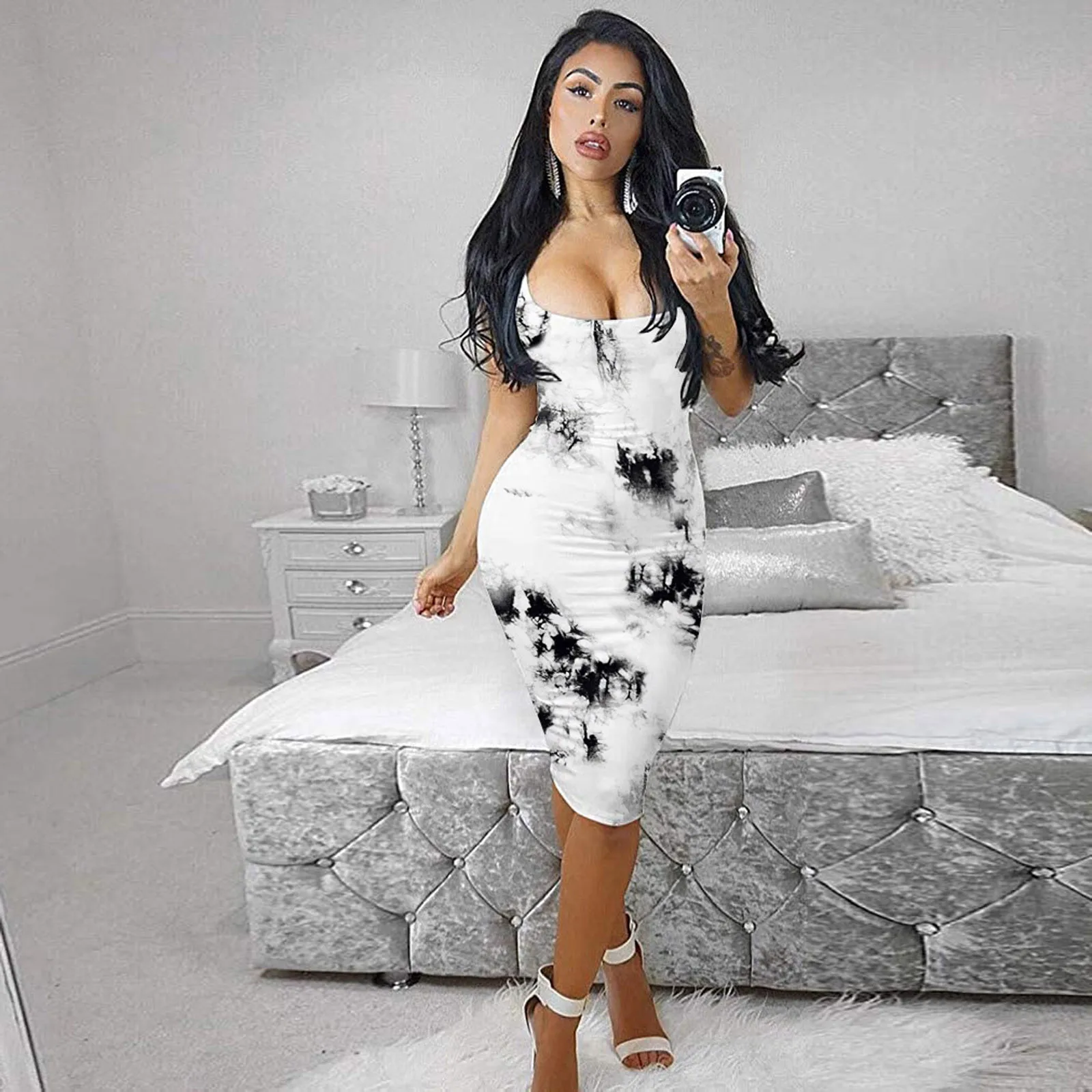 Женское платье на бретелях без рукавов базовое Клубное Элегантное Вечерние для