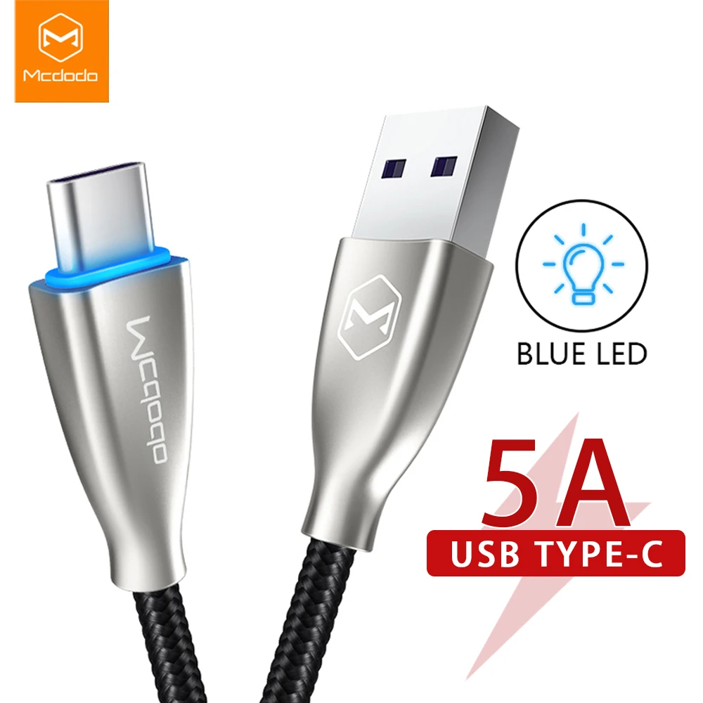 Mcdodo USB Type C LED Light 5A супер быстрая зарядка шнур для передачи данных телефона huawei Mate 30