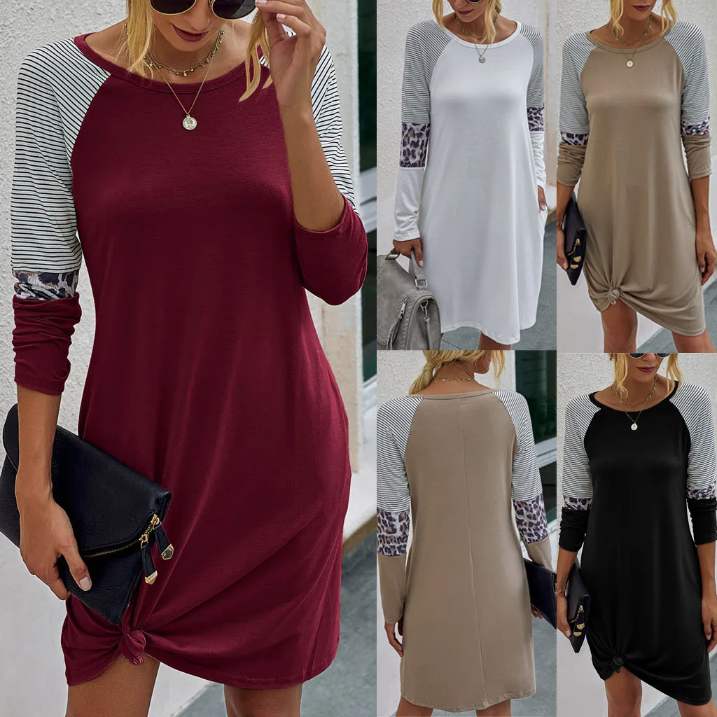 2020 элегантное платье женское модное с принтом Повседневное длинными рукавами и