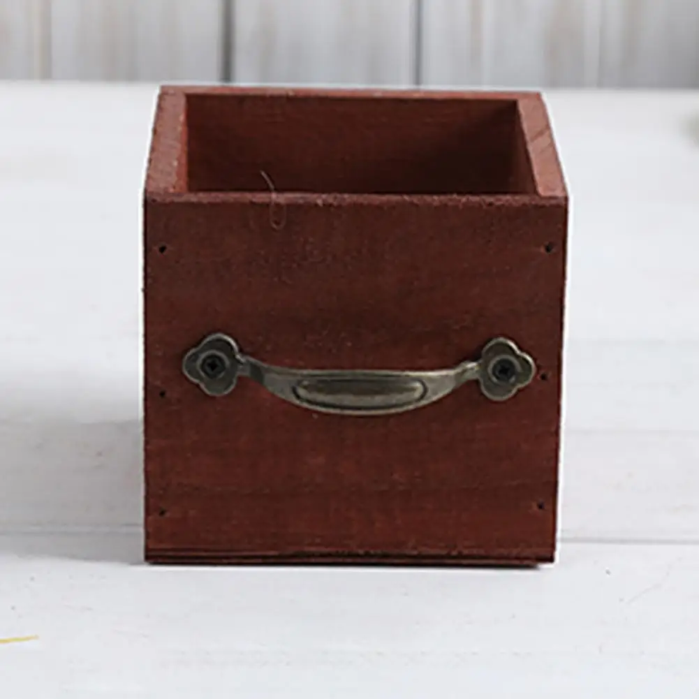 Vintage Style Cube Decorative Flower Basket Reusable Wood Arrangement Small Plant Pot Storage Office Decor | Дом и сад
