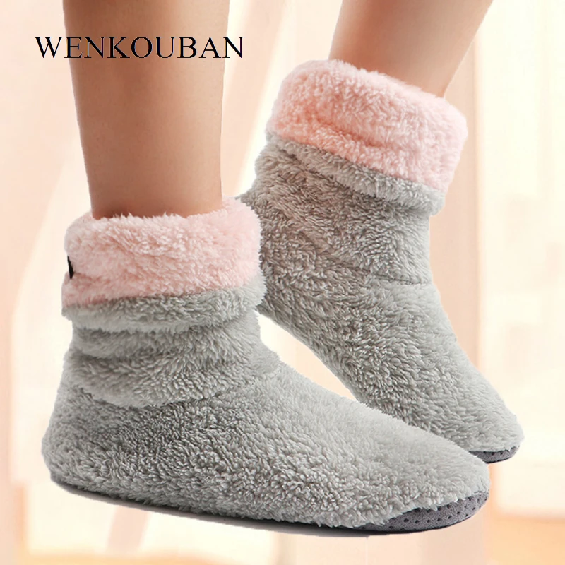 Домашние тапочки Женские домашние из кораллового флиса Теплые пушистые шлепанцы