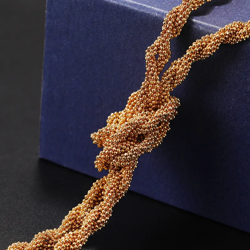 YD&ampYDBZ Gold Color Bead Pearl Weave Long Necklace For Ladies Luxurious Sweater Chain Pendant Choker 2021 Costume Jewelry - купить по