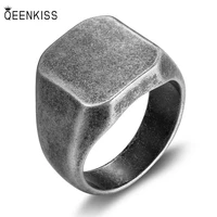 qeenkiss rg875 new fine jewelry wholesale fashion man male birthday wedding gift popular glossy retro square titanium steel ring