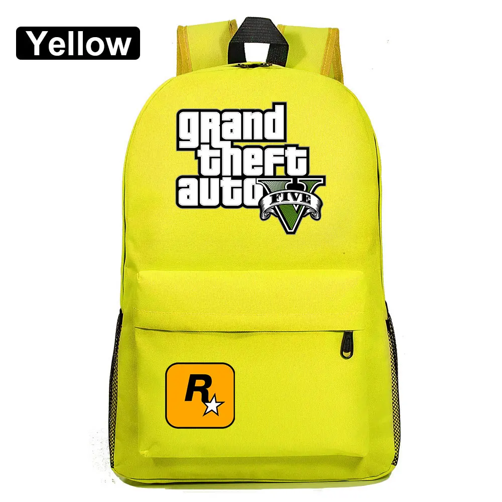 A34-31 Подарочные игры с героями мультфильмов, GTA5, клетчатая школьная сумка ярких цветов для мальчиков и девочек, женский рюкзак, школьные сумки для подростков, холщовые мужские школьные рюкзаки - Цвет: A34-31