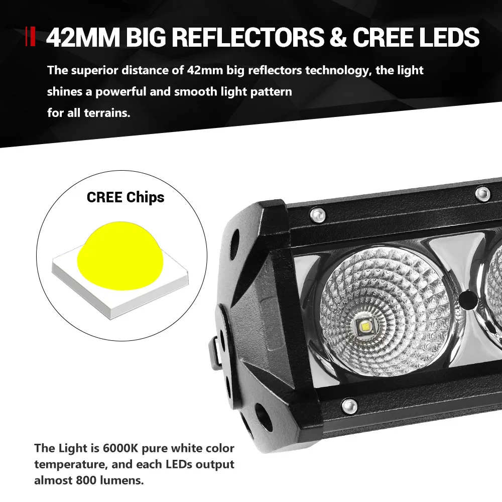 Сверхъяркая Однорядная Светодиодная панель рабочего освещения 8 14 20 27 34 40 дюймов