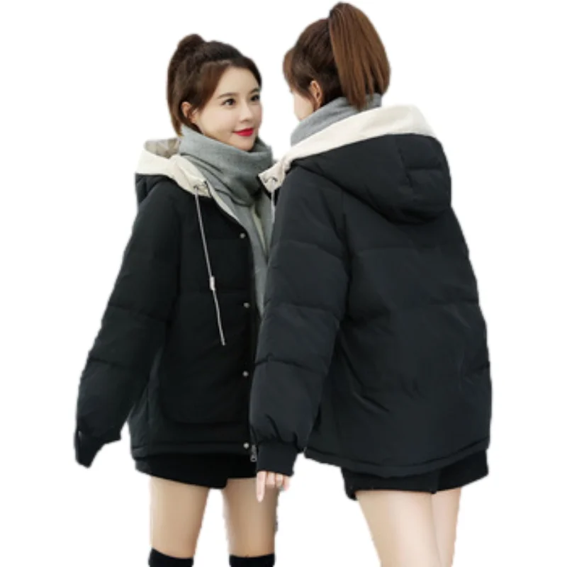 mulher jaqueta Winter Coat Women 2021 Fashion Jacket Bread service Cotton Parka Outwear Hooded Solid Female Coat Clothing Loose