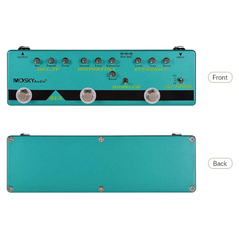 

Mosky BE5 Multi Guitar Effect Pedal 5In1 Buffer + Overdrive + Booster + Distortion + Delay Effects with True Bypass