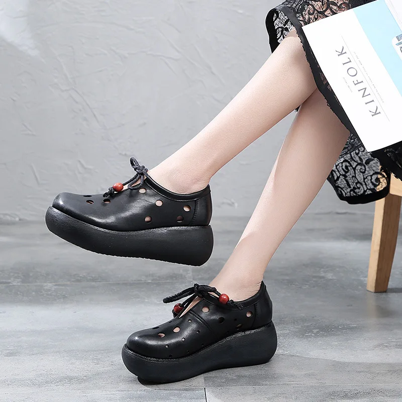 Сандалии женские из мягкой натуральной кожи босоножки на платформе и высоком