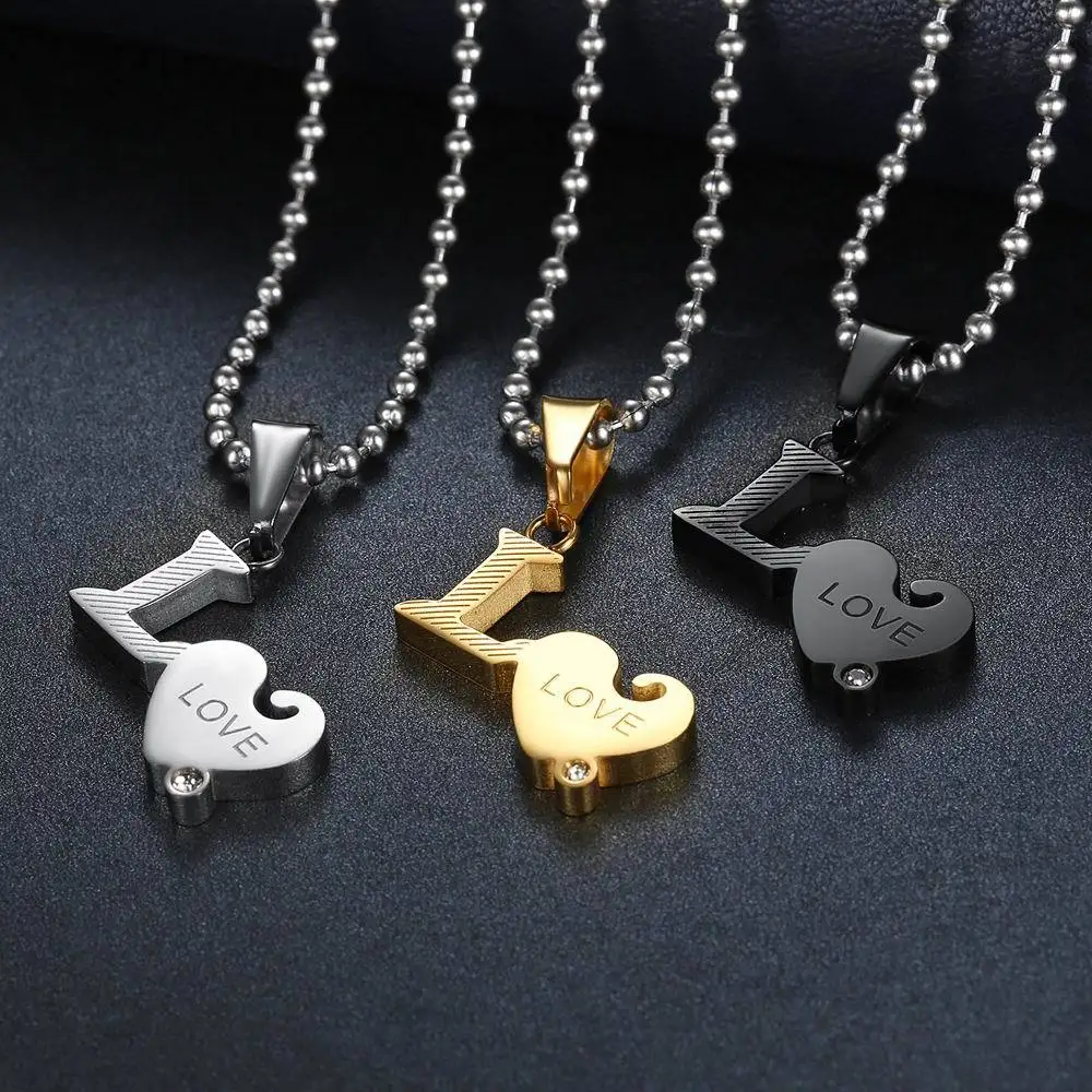 

LOOKER Stainless Steel Chain Men Pendant Necklace Love Letter Couple Necklace Jewelry Lovers And Couple Romantic Gift
