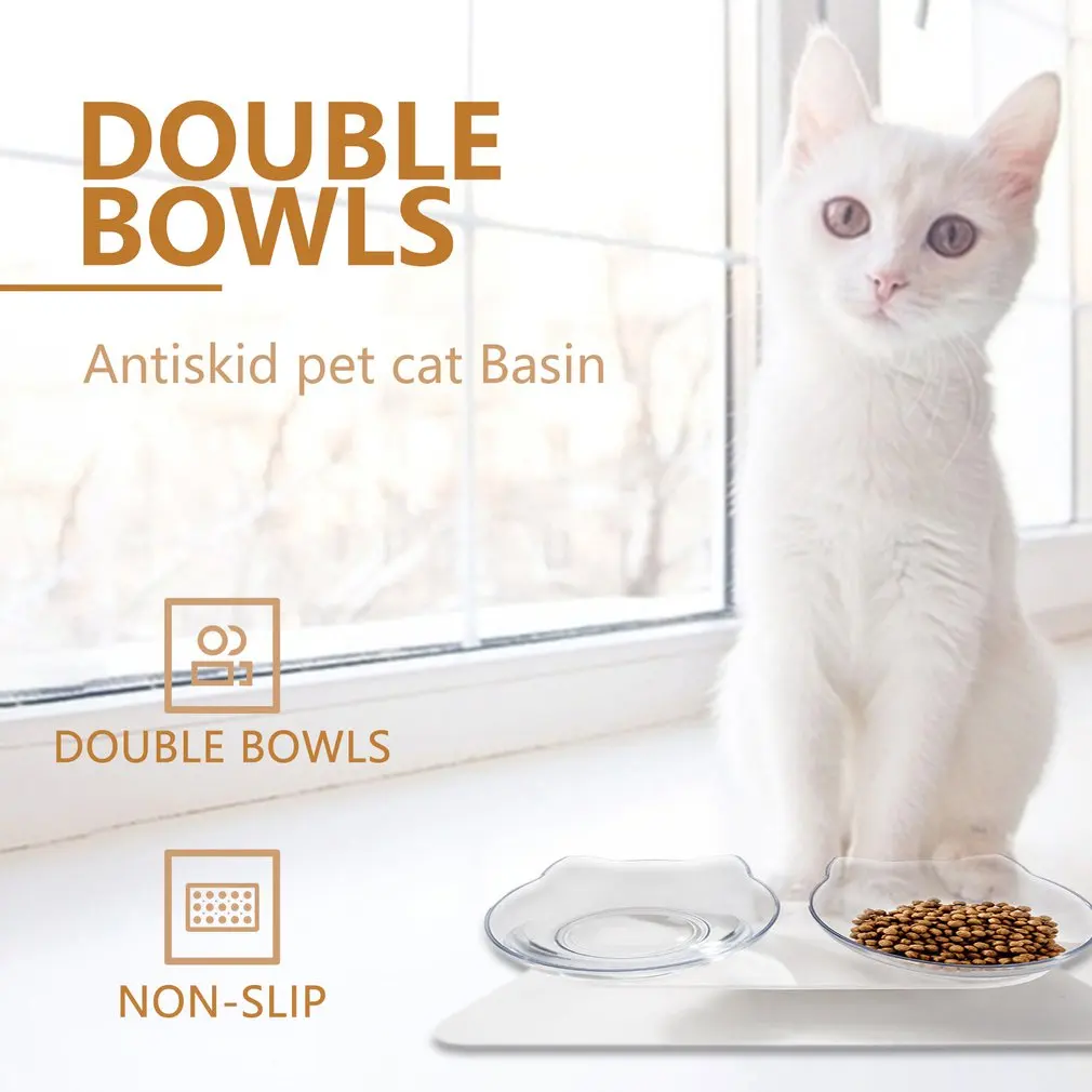 

Non-slip Cat Bowl Double Bowls With Raised Stand Pet Food And Water Bowls For Cats Dogs Feeders Cat Bowl Pet Supplies