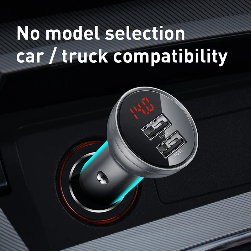 Автомобильное зарядное устройство Baseus с двумя металлическими usb портами 24 Вт 4 8 А