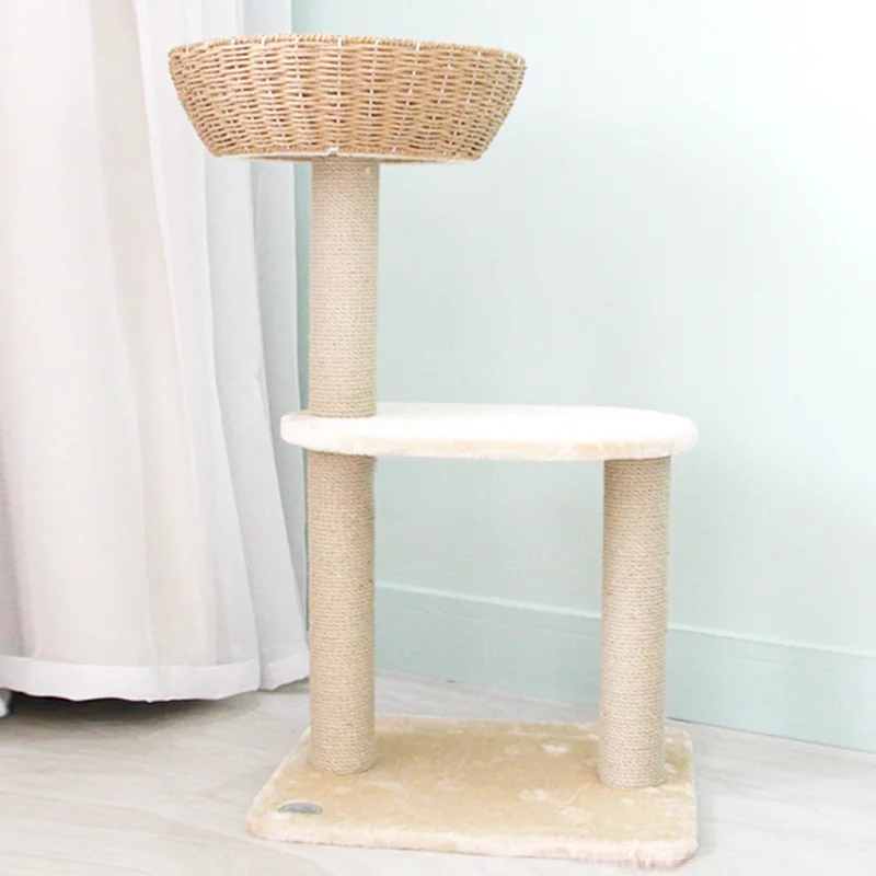 Cat Climbing Frame Big Cat Litter Cat Tree Sisal Hand-woven Cat Scratch Board Jumping Platform Cat House Climbing Cat - Цвет: Розовый